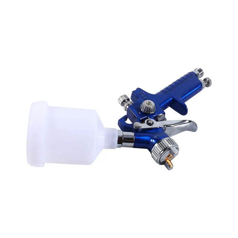 Precision Mini Gravity Feed HVLP Spray Paint Gun With 0.8mm Nozzle And 100ml Cup showing detailed design and white cup.