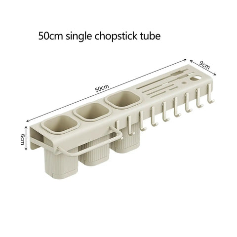 Rock Solid Wall Mounted Storage Rack With No Drill Setup Heavy Duty Carbon Steel Heat Resistant Kitchen Shelf Space Saving Organizer For Home And Garage Organization with chopstick holder.