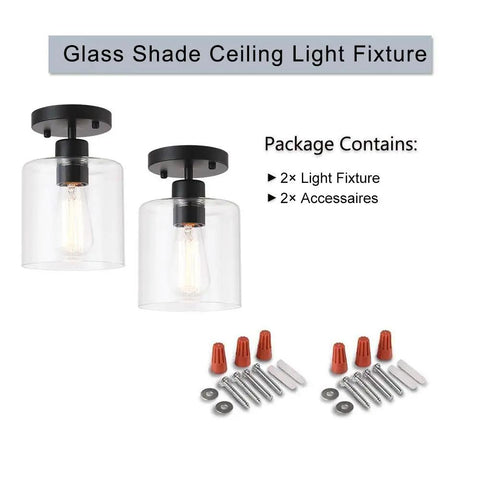 Two Pack Matte Black Semi Flush Ceiling Lights For Hallways And Closets, Modern Rustic Ceiling Fixtures, 6 Inch, Easy Install, E26 Base Compatible, Not Dimmable On Fixture But Works With Dimmer And Dimmable Bulbs