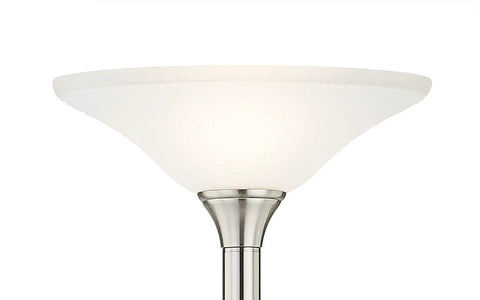 Tall LED Torchiere Floor Lamp 71 Inch With Hammered Glass Shades And Dimmable Bright Light, Brushed Nickel Finish, shade detail view