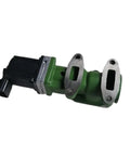 Exhaust Gas Recirculation Valve 5291859 Replacement for Cars and Trucks, green aluminum EGR valve with black plug, side view