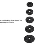 Five sizes of carbon steel backing plates for Heavy Duty Dimple Die Set Kit