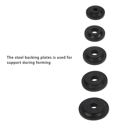 Five sizes of carbon steel backing plates for Heavy Duty Dimple Die Set Kit