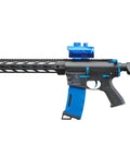 Gen 2 M4 SPR Carbine Blue Airsoft AEG Rifle With Top Tier Full Metal Gearbox, High Speed Mid Magazine, Red Dot Sight shown