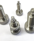 Rugged 2 Pack Retractable Spring Plunger With Knurled Grip Quick Release Pin And Durable Stainless Steel Indexing Lockout Assembly M12 Thread showing various sizes.