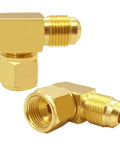 Brass 3/8 Flare Female To Male Swivel 90 Degree Elbow Coupler, 2 Pack, Solid Brass Fittings With 360 Degree Swivel For Flexible Leak Free Water And Air Lines, brass elbow fittings