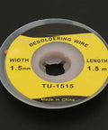 Pro Grade BGA Solder Wick Desoldering Braid Premium Copper Solder Wire spool showing 1.5m length, 1.5mm width on black background.
