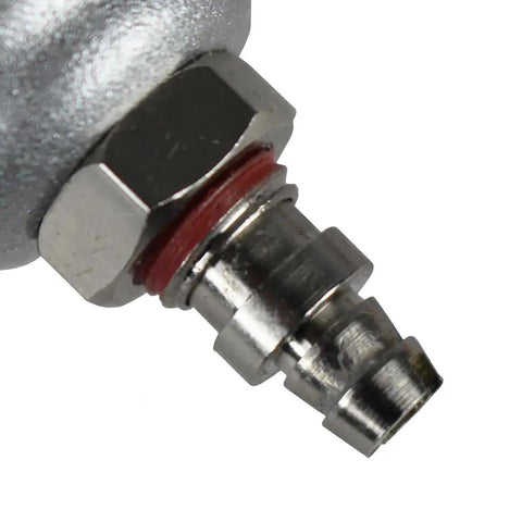 Heavy Duty 1/2 Inch Compressed Air Line Moisture And Water Filter Trap With Badass 5 Micron Cartridge metal fitting close-up.