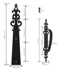 Metal Garage Door Decorative Hardware Hinges Carriage House Accents Screw Mounted 6 Piece Set Black Braided Style dimensions
