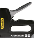 Side view of Heavy Duty Staple Gun And Cable Tacker With All Metal Drive Channel Easy Squeeze 30 Percent Less Force Hi Lo Power Lever