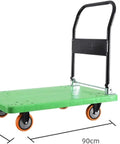 Foldable Flatbed Cart With A Rock Solid Textured Metal Platform And Grippy Four Wheels for easy transport of tools, 60x90cm.