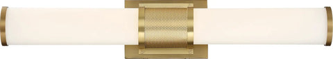 Caper 24 Inch LED Vanity Light in Brushed Brass with Frosted Lens, front view, modern design, integrated LED, 13W, hardwired fixture.