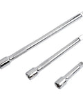 Pro Grade Chrome Vanadium Socket Extension Set With One Quarter Inch, Three Eighths Inch And One Half Inch Wobble Extensions