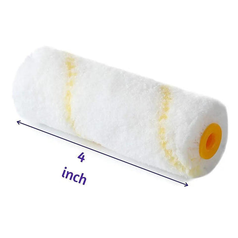 4 inch paint roller cover with thick microfiber material for applying paint, part of the 20 Pack 4 Inch Paint Roller Covers High Density Microfiber Sleeves No Sweat Home Wall Painting Drywall Repair Smooth Finish Weekend Warrior Essential Home Gear.