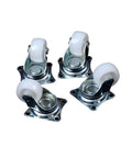 Four Pack Universal Swivel Caster Wheels 1 Inch White Nylon Roller Wheels For Furniture Trolleys Chairs And Household Carts Quiet Rolling