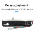 Heavy Duty 12V And 24V Electronic Drop Bolt Lock With Quick Manual Override Cylinder Normally Open Gate Deadbolt showing delay adjustment features.