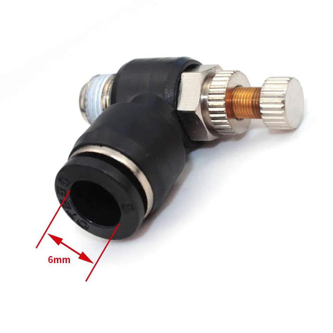 Push To Connect Air Flow Control Valve Kit 6mm Tube OD To One Eighth Inch Male Thread Elbow 90 Degree Fittings