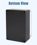 Bottom view of Weatherproof Electrical Junction Box With Clear Cover IP65 Waterproof ABS Plastic Case Black 6.2x4.2x3.5 Inches