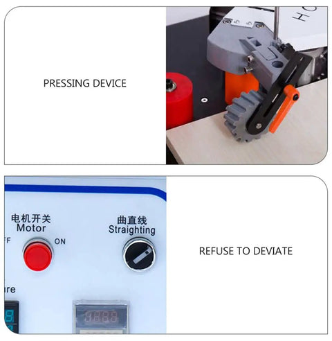 Automatic Edge Banding Machine For Wood And PVC With Microcomputer Control showing pressing device and control panel