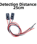 Five Pack Infrared Break Beam Sensor Modules With Through Beam Photoelectric Switches, shown with detection distance text