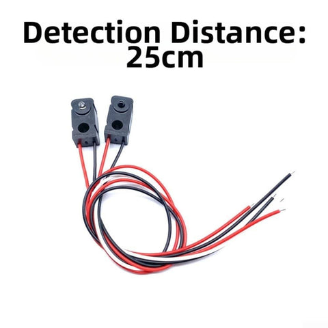 Five Pack Infrared Break Beam Sensor Modules With Through Beam Photoelectric Switches, shown with detection distance text