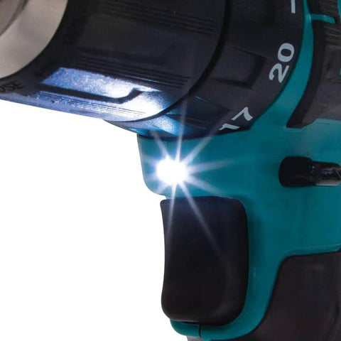 Close-up of trigger and LED work light on 12V Max Cordless Drill Driver Kit With 3/8 In Chuck Two 2Ah Batteries Renewed Variable Speed