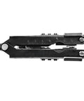 Needle Nose Pliers Bladeless 14 In 1 EDC Multi Tool With Protective Sheath, black finish, side view, closed position