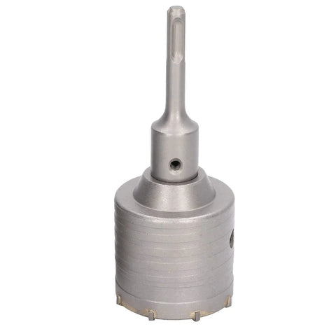 Heavy Duty 5 Piece Concrete Hole Saw Set With 65mm And 80mm Masonry Drill Bits For Brick, Stone Walls Built Tough From 45 Steel YG8 Alloy For Rock Solid Drilling Results On Jobsites Today, 65mm concrete hole saw with SDS shank