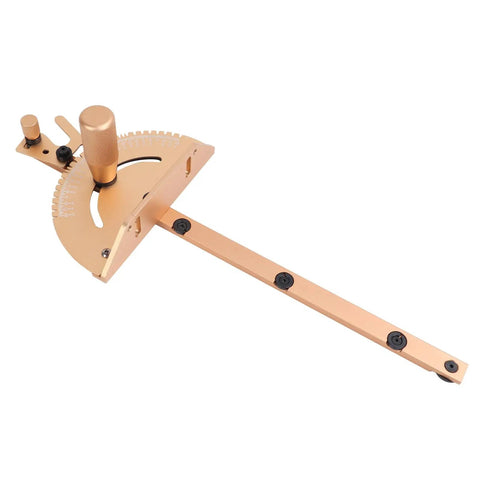 Adjustable Aluminum Miter Gauge Featuring Rock Solid Angle Lock And Smooth As Butter Gliding Track For Table Saw And Router Tasks Built Tough For Dead Nuts Accuracy Daily with a sturdy design and angle markings.