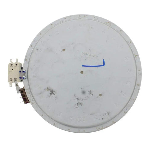 Range Surface Element Replacement For Your Stove, Multicolor Heating Coil, Universal Fit For Most Ranges, Easy Install, Durable Cooktop Part with a white base, connector visible