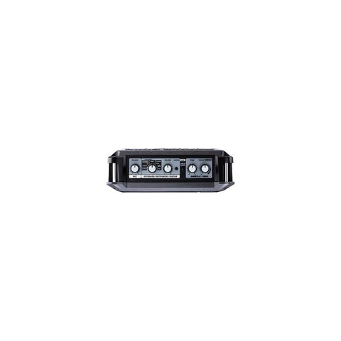 Front panel view of Battery Powered Stereo Amplifier For Guitars And Keyboards Totally Portable Mini PA with knob controls.