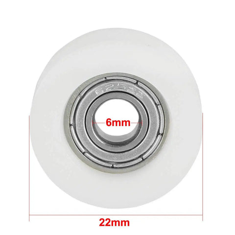 Solid As A Rock V Groove Guide Bearing Pulley 22mm diameter 6mm inner ID nylon wheel for smooth linear drives.