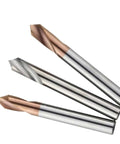 Carbide drill bit set of 3 with copper-tipped chamfer tips and silver shanks, D4×50L, Amazon brand