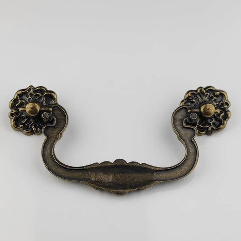 4 Pack 4-Inch Center To Center Vintage Style Bail Drawer Pulls With Drop Swing Handles In Antique Bronze Or Black Finish For Dressers And Cabinets.