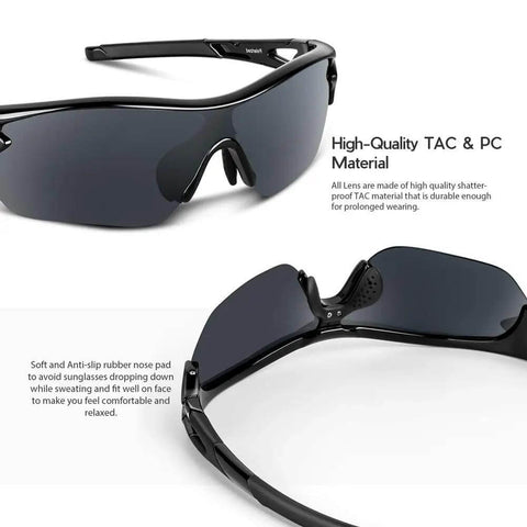 Polarized Sports Sunglasses For Men Women And Youth With TAC Lenses And TR90 Frame Built To Last Scratch Resistant Unbreakable UV Protection