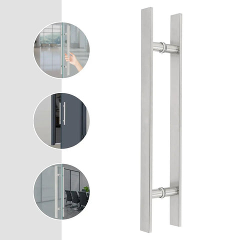 Double Sided 23.43 Inch Stainless Steel Barn Door Handle Bar Pull For Sliding Glass Shower And Entry Doors With A Grippy Ergonomic Back To Back Grip And Simple Push Pull Action For High Traffic Spaces, stainless steel double-sided bar pull