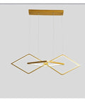 Minimalist Modern LED Pendant Lights for Living Room Dining Table LED Pendant Lamp for Home Shops Office Use (Colour: BlackColdWhite Size: L100 cm) (Gold Dimmable Light Bulb L100 cm), gold geometric design.
