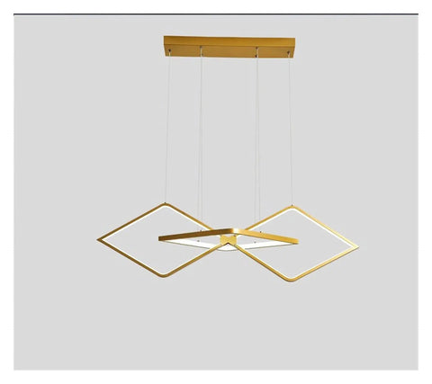 Minimalist Modern LED Pendant Lights for Living Room Dining Table LED Pendant Lamp for Home Shops Office Use (Colour: BlackColdWhite Size: L100 cm) (Gold Dimmable Light Bulb L100 cm), gold geometric design.