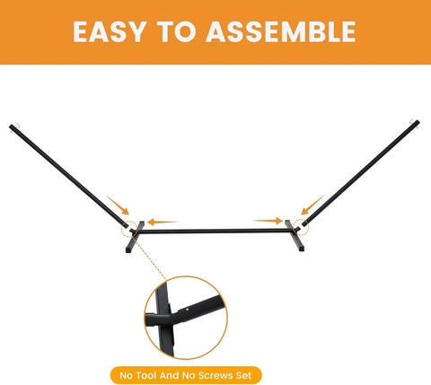 Heavy Duty Steel Hammock Stand For Two Peeps, Portable Outdoor Frame With Hooks And Chains, 15 Ft Hammocks Compatible, 450 Lb Capacity