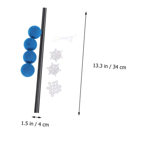 Blue Carbon Fiber RC Helicopter Landing Gear Training Kit Universal Fit Pro Grade components with dimensions shown