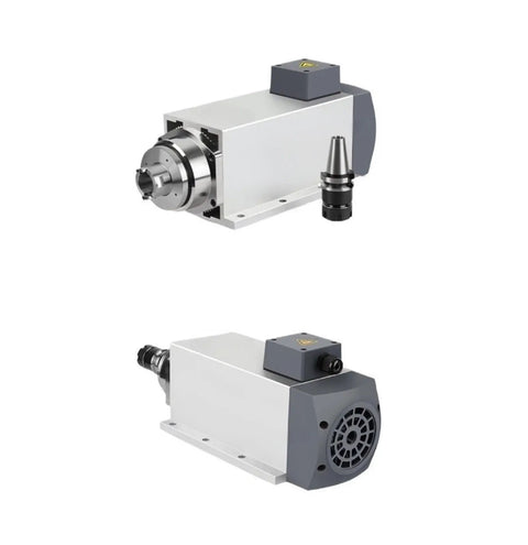 Bulletproof Heavy Duty Servo Spindle Motor With Constant Torque Flange Mount And Water Cooled System For Quiet Machine Tool Work Featuring Smooth Shaft Transmission And 380 Volt Power Under Load, showing front and side views.