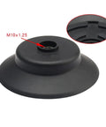 Get This 1Pcs Brown Imported Silicone Vacuum Suction Cup For Industrial Pneumatic Manipulators. Compatible With PFYK-60 80 95 Models. Black silicone suction cup showing M10x1.25 fitting.
