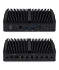 Intel Core i3-10110U Mini PC With Dual 10G SFP Plus And Six 2.5GBE LAN Ports, black chassis with multiple ports on the back.
