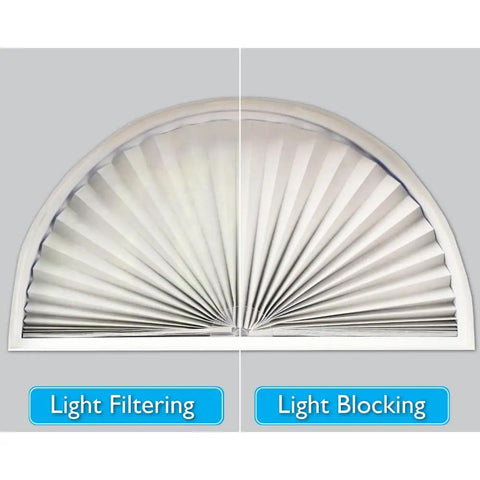 Image of Tool Free Install Arch Light Filtering Pleated Shade White 72 Inch Wide 36 Inch High No Tools Needed Easy Peel And Stick