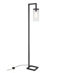 Tall Floor Lamp With Glass Shade In Blackened Bronze And White Finish, Sleek Modern Floor Lamp For Living Room, Bedroom, Or Home Office
