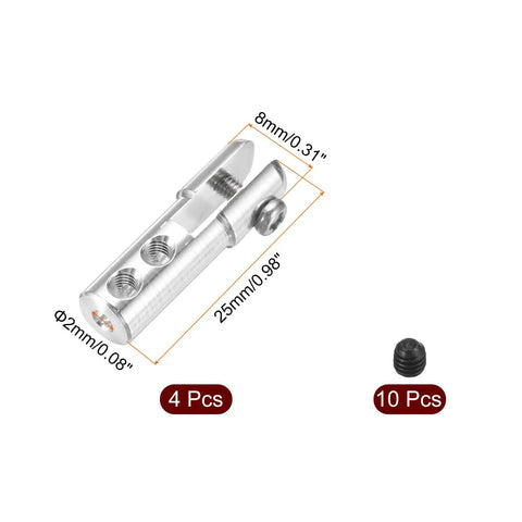 4 Pieces Metal Clevis M2 Thread Aluminum Alloy Clevis Servo Horn Tie Rod Chuck Connectors With Screws For RC Airplane Car Helicopter Model Replacements Silver Go To RC Hobby, 25mm x 8mm