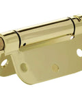 Heavy Duty Self Closing Door Hinge With Rock Solid Steel Frame And Premium Polished Brass Finish Including Complete Mounting Kit, close-up view.