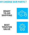 Infographic highlighting ready-to-go shipping and best trusted value with icons of a truck and a badge.