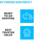 Graphic with text 'Ready to-Go Shipping' and 'Best Trusten Value' beside shipping and quality icons on blue background.