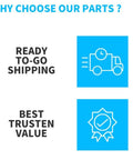 Infographic highlighting benefits of ready-to-go shipping and best trusted value for auto parts.
